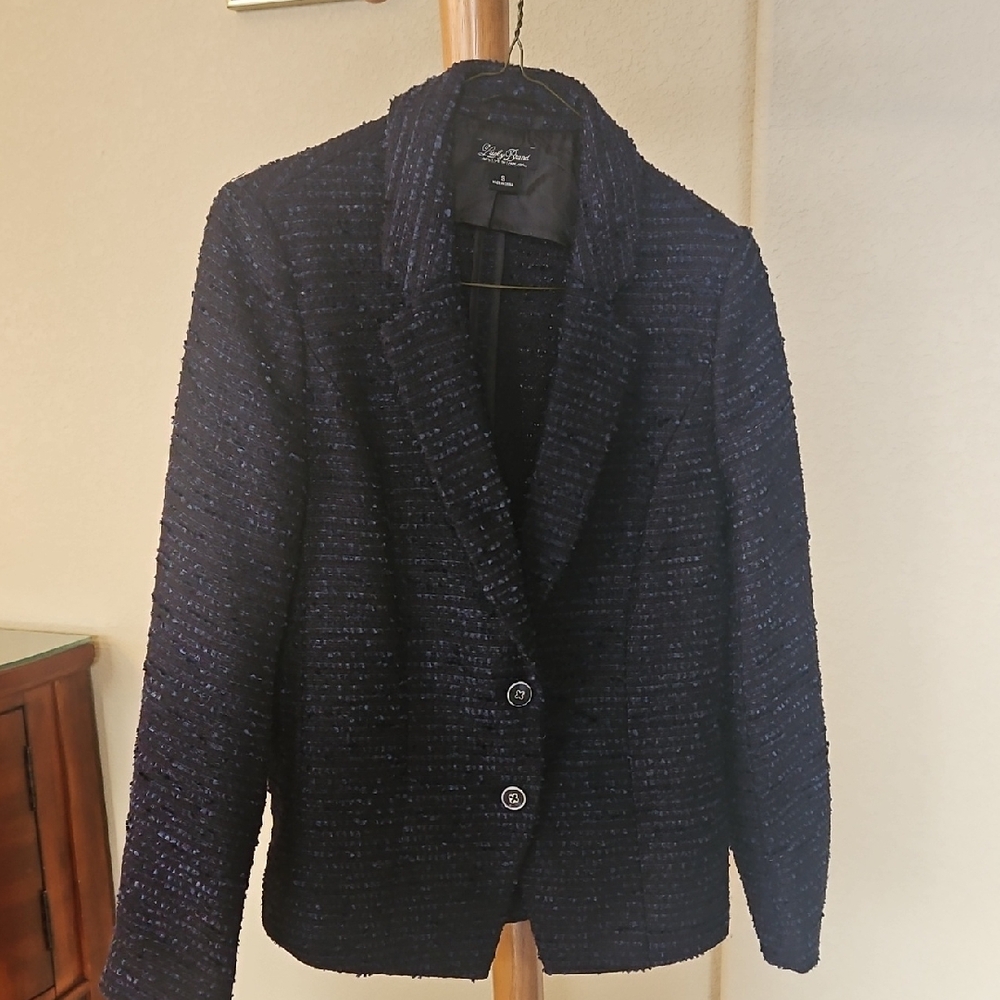Lucky Brand, Navy Blue Women's Boucle Blazer, Small